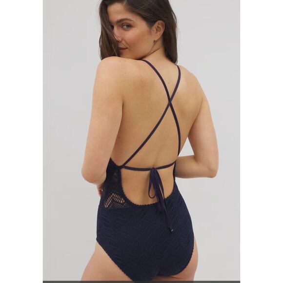 Soma Swim Crochet one piece suit Black size 12 NWOT - Picture 6 of 6